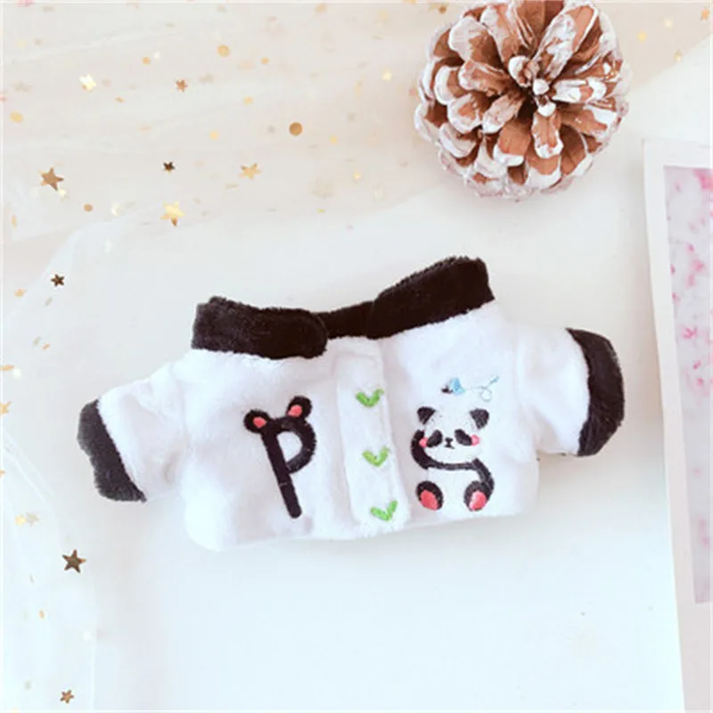 M&aacute;scara de Ojos de Panda, ropa de cuatro piezas de 20cm para mu&ntilde;eca, ropa de animales de dibujos animados de 20CM, accesorios de vestir para mu&ntilde;eca de peluche-4
