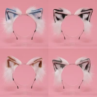 new furry plush foldable wolf cat ears headband realistic animal fox hair hoop lolita anime decor ear cosplay kawaii accessories