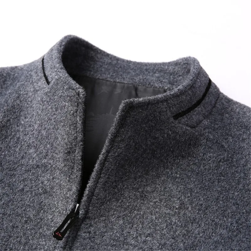 

Brand Fashion 2019 Wool Coat Men Casual Long Sleeve Stand Collar Autumn Winter Zipper Overcoat Men Abrigos De Hombre Ds50811
