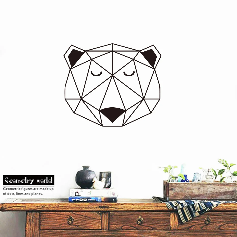 Геометрические настенные наклейки в скандинавском стиле с медведем виниловые