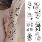 Водостойкая временная татуировка, наклейки, пион, роза, цветок, луна, флэш-татуировки, женский минималистский Скорпион, Вселенная, боди-арт, искусственная татуировка