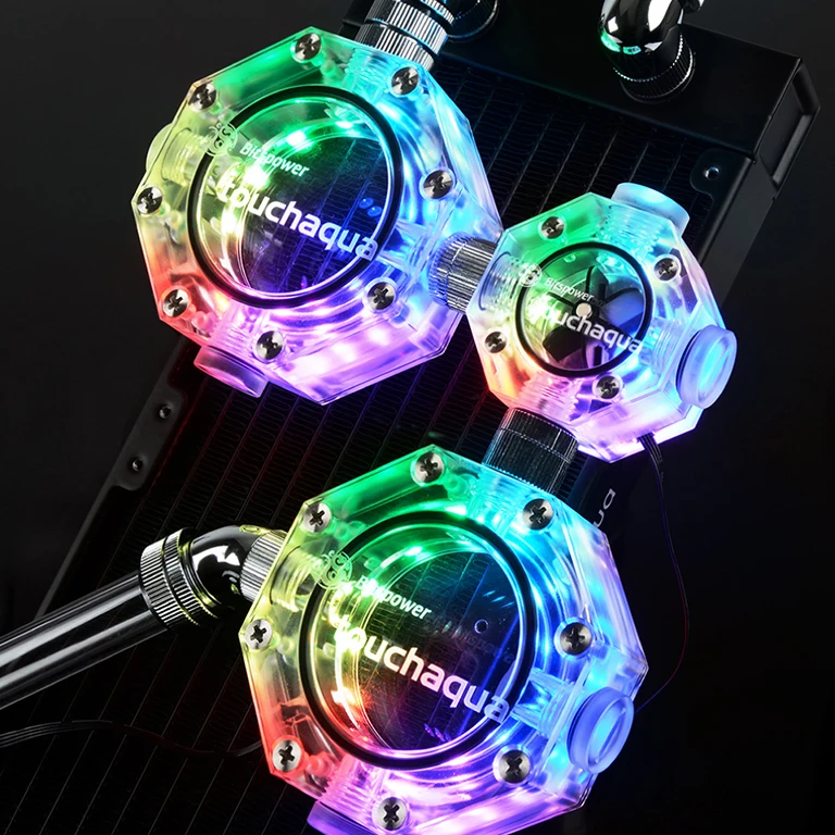 Bitspower Touchaqua резервуар для воды восьмиугольный двойной комплект Цифровой RGB с 2 шт бак с цветком 5 в Входная мощность