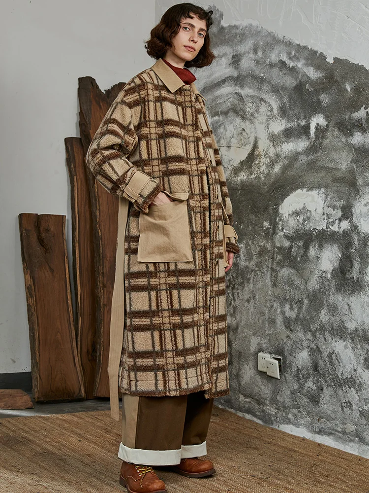 IRINACH51 Fall Winter 2019 New Collection long plaid berber fleece wool coat women | Женская одежда