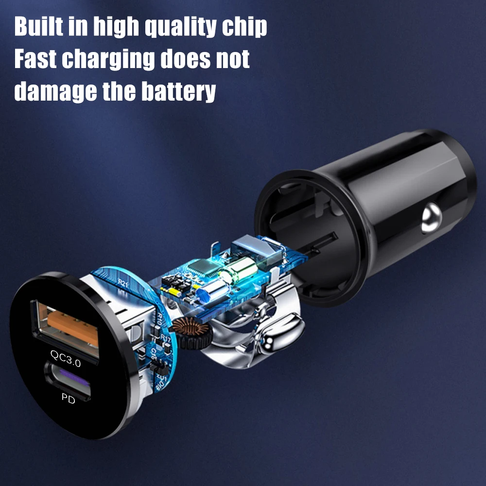 

Mini USB Car Charger Quick Charge 4.0 PD 3.0 36W Fast Charging Charger For iPhone Huawei Xiaomi Mi Type C Mobile Phone