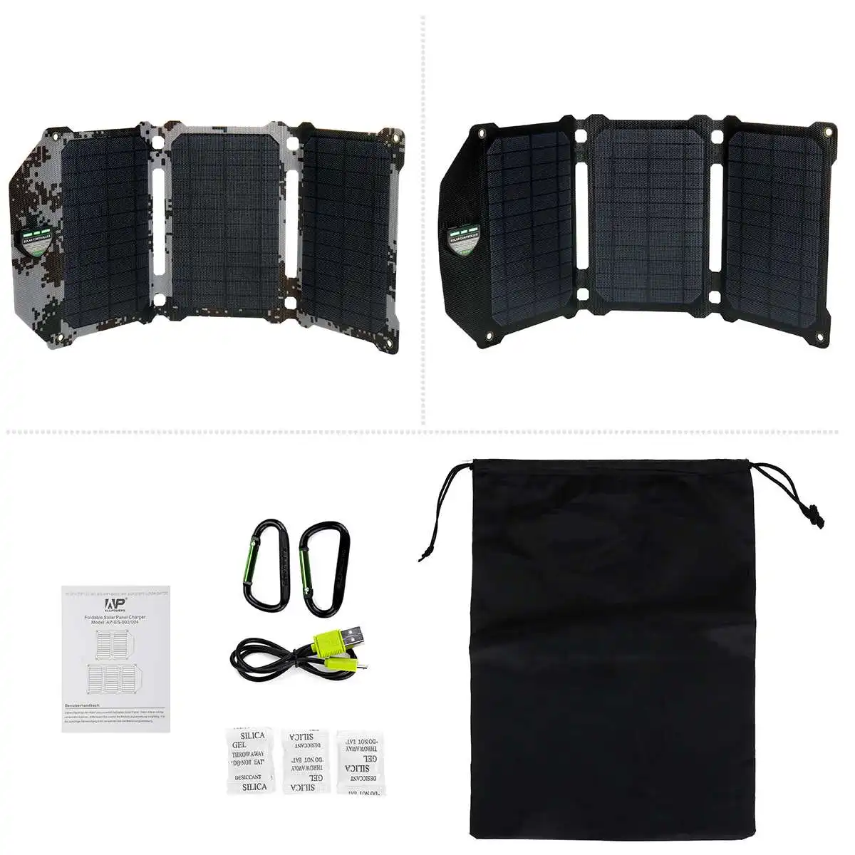 

21W Folding Solar Panels Portable Folding Foldable Waterproof Dual 5V/4A USB Solar Panel Charger Power Bank for Phone Battery