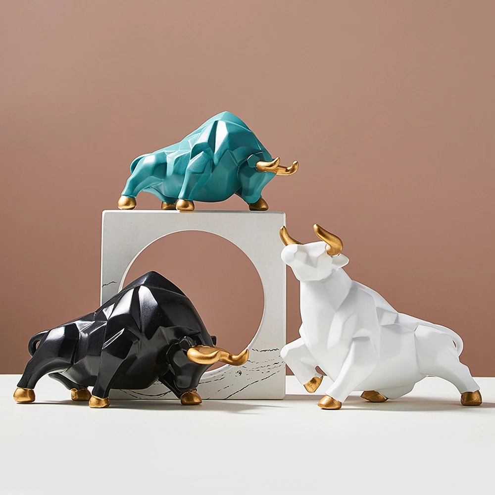 

Nordic Resin Cattle Shape Ornaments Home Desktop Decorations Porcelain Animal Figurine Bull Miniatures Home Decor Animal Model