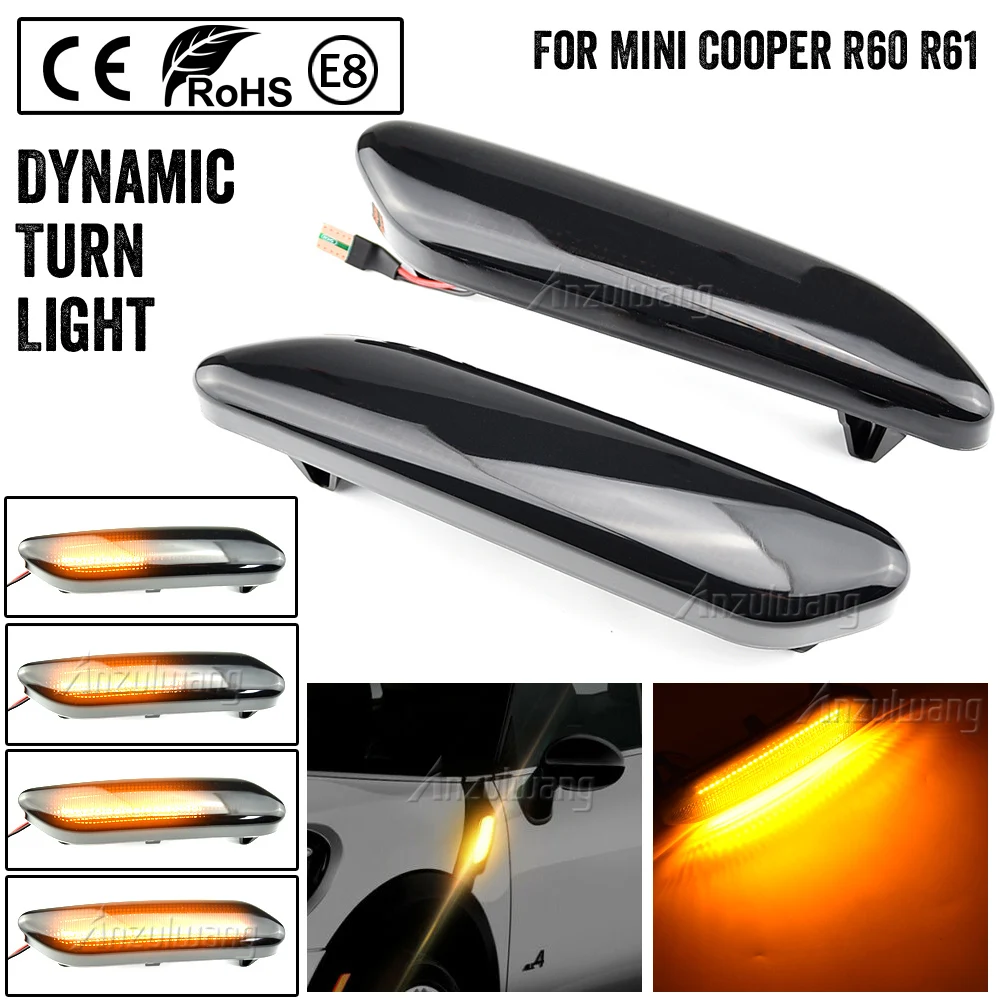 Flowing Water Blinker LED Dynamic Turn Signal Light For Mini Cooper R60 Countryman R61 Paceman Side Marker Flashing Indicator