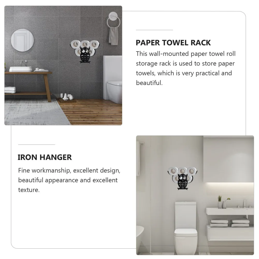 

1pc Creative Iron Owl Rack Paper Towel Shelf Useful Iron Hanger for Bathroom