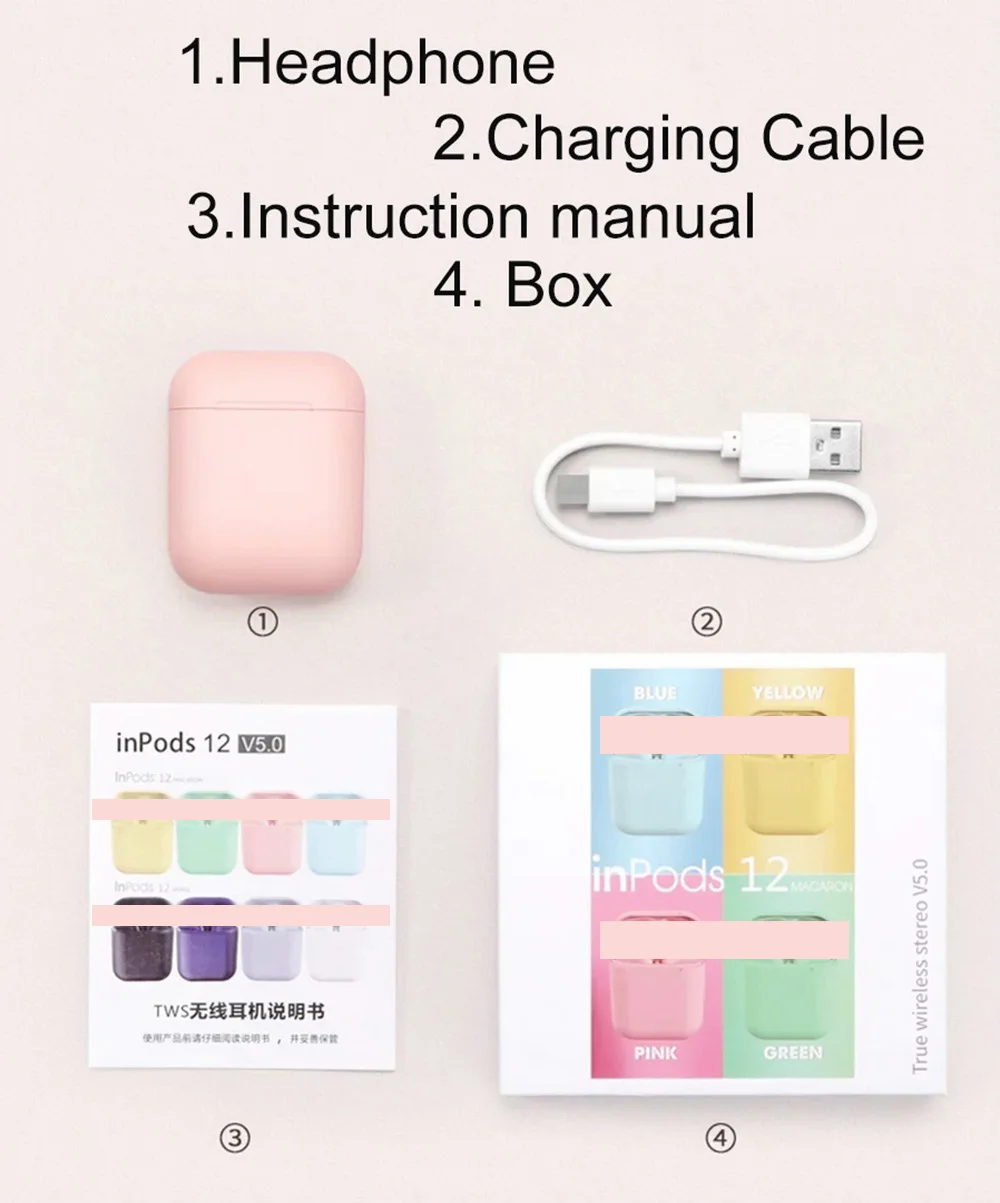 Bluetooth наушники, цветная версия Macaron 12 5,0, беспроводные Bluetooth наушники для всех смартфонов, наушники с шумоподавлением