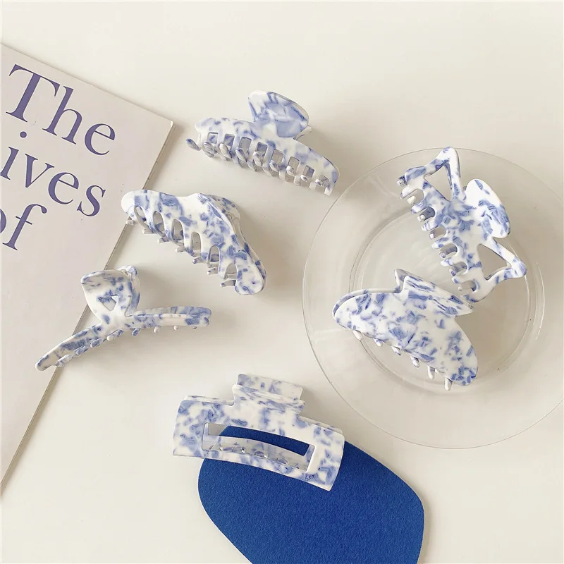 

Ruoshui Blue And White Porcelain Color Hair Claws For Woman Barrettes Lady Hairpin Hair Clips Headwear Hair Accessories Hairgrip