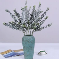 1pc artificial flower attractive decoration plastic 3 branches eucalyptus leaf fake plant for wedding