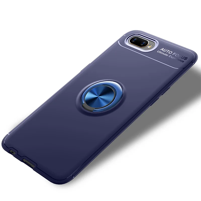 Синий Роскошный чехол для телефона OPPO Realme C2, чехол, чехлы, держатель для пальцев, мягкое силиконовое покрытие, задняя оболочка для OPPO A1K, чехол, чехол - Цвет: Синий