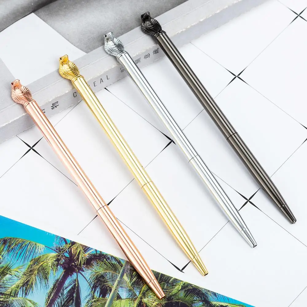 

24 pcs/lot Creative Cobra Metal Ballpoint pen Cute Business Ball pens Signature pen office School writing supplies
