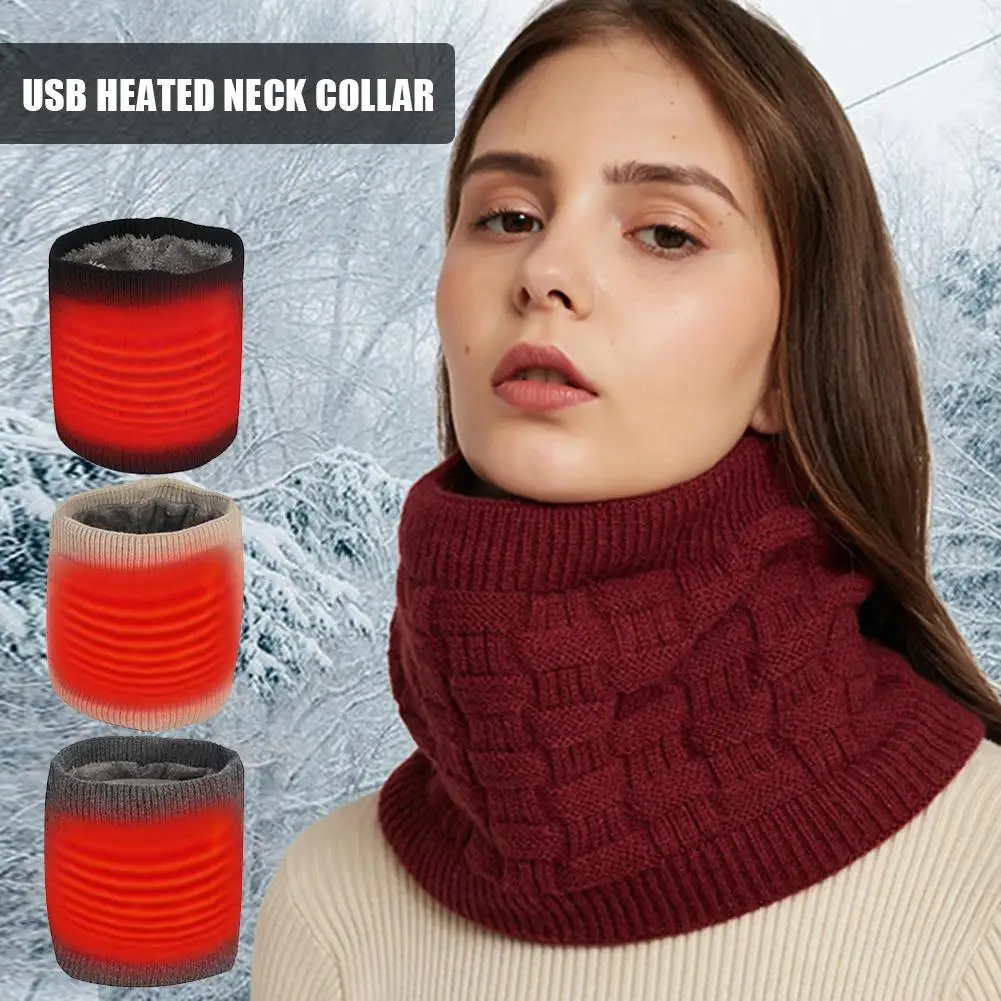 

Men Women Winter USB Heating Warm Knitted Neck Cover Thicken Cycling Scarves Bufanda Ski Climbing Neck Scarf Neck Warmers