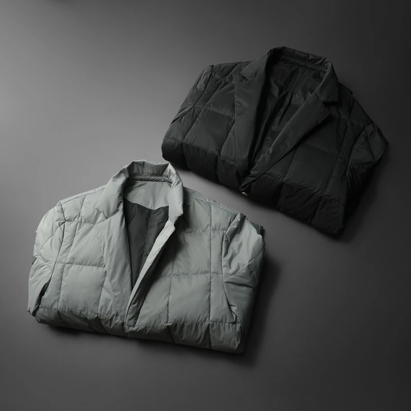 Мужская тонкая куртка BATMO на белом утином пуху большие размеры 80% 208 2019|Мужские