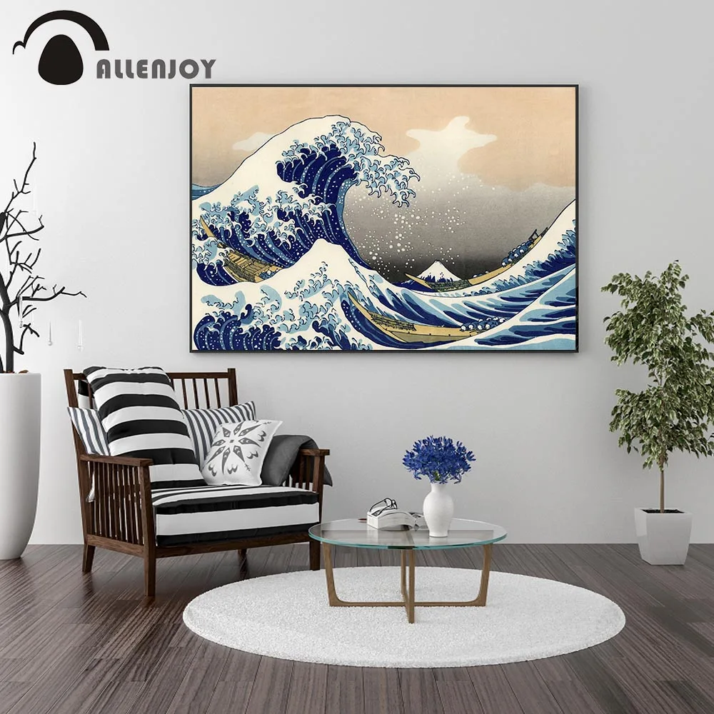 Allenjoy Акварельные картины и принты в японском стиле морские огромные волны