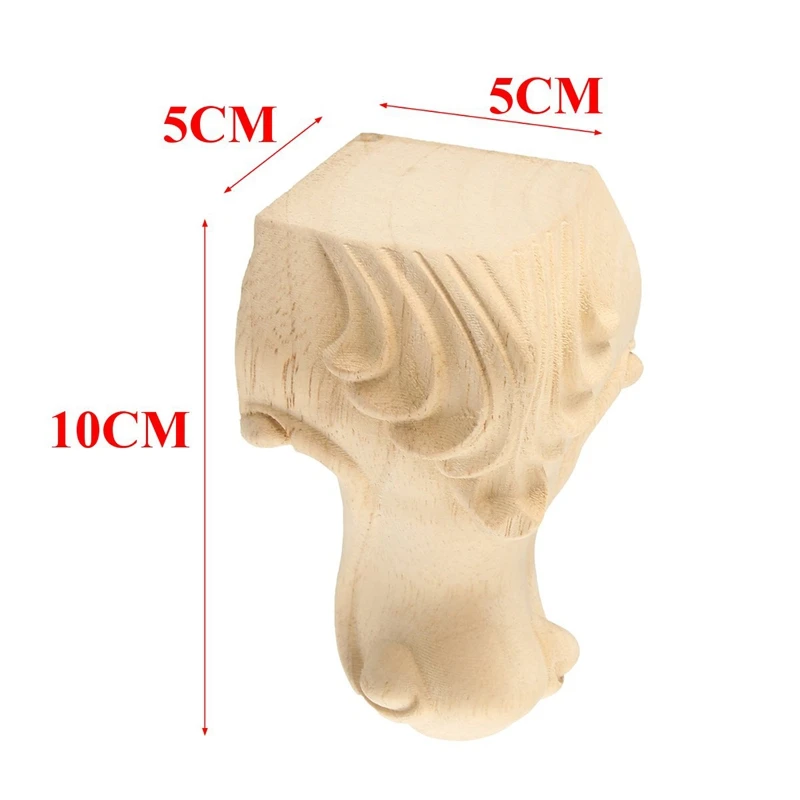 4PCS Wooden Furniture Legs Solid Wood Carved Sofa/Chair/Table/Wardrobe/Loveseat Feet for Home Decor 5X10cm |