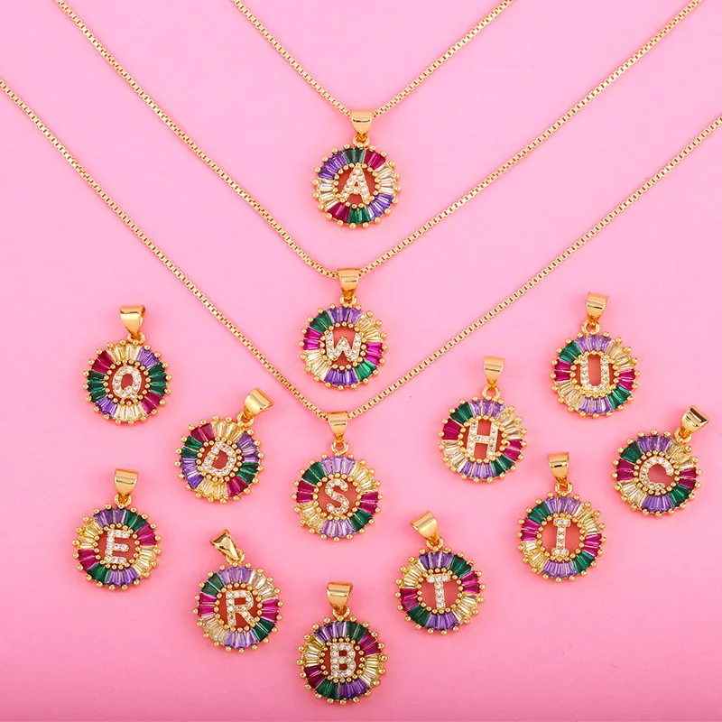 Новое поступление Радужное золото микро подвеска CZ кубический цирконий A-Z