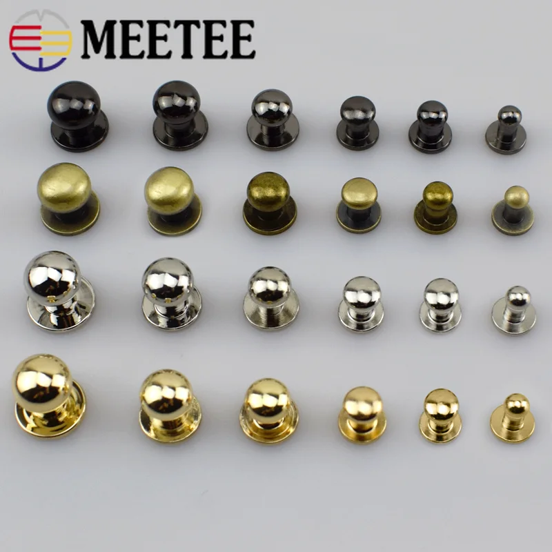 Meetee, 50 шт., 4-12 мм, металлические заклепки для сосков, для кошельков, Fastner, застежки, сделай сам, шпильки, винты, кнопки, кожевенное ремесло, аксессуары