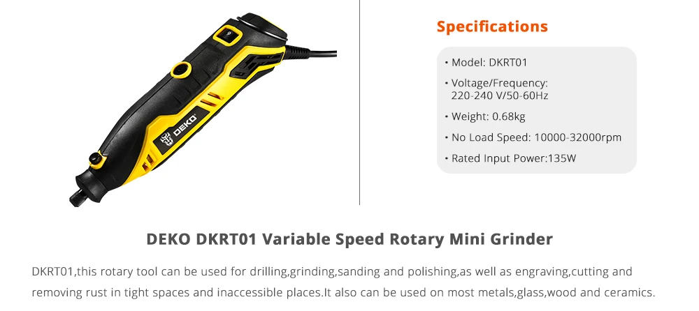 DEKO DKRT01 220V переменный Скорость мини шлифовальные станки Электрический для резки полировальные бурения роторный инструмент с аксессуарами