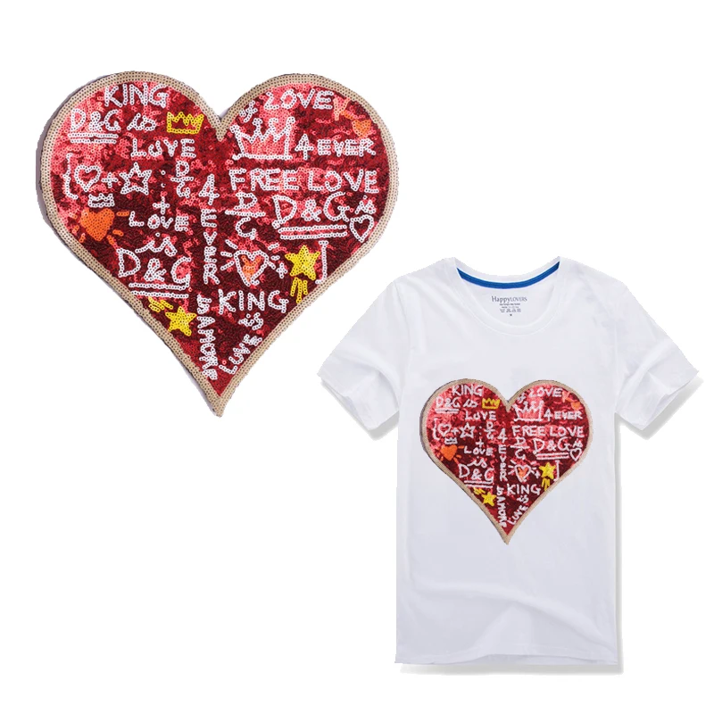 Нашивка наклейка в виде сердца большого размера термоклейкая нашивка для одежды