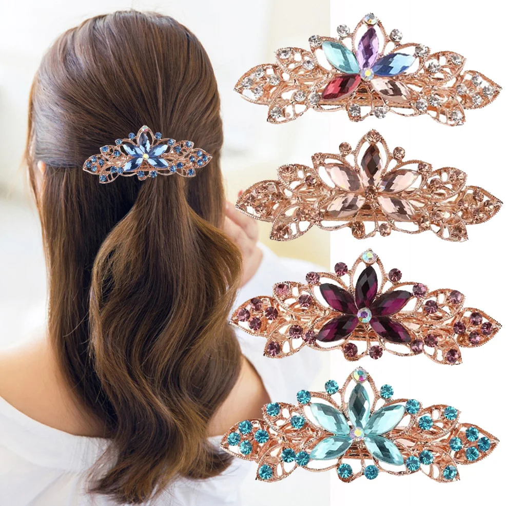 

Korean Version of The New Fashion Diamond Hair Ornament Bowknot Flower Spring Clip All-match Temperament Headdress