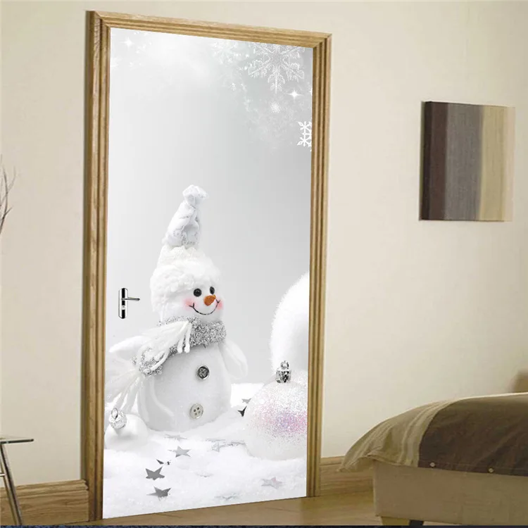 Наклейка на дверь с изображением снеговика Рождественского фестиваля|Дверные