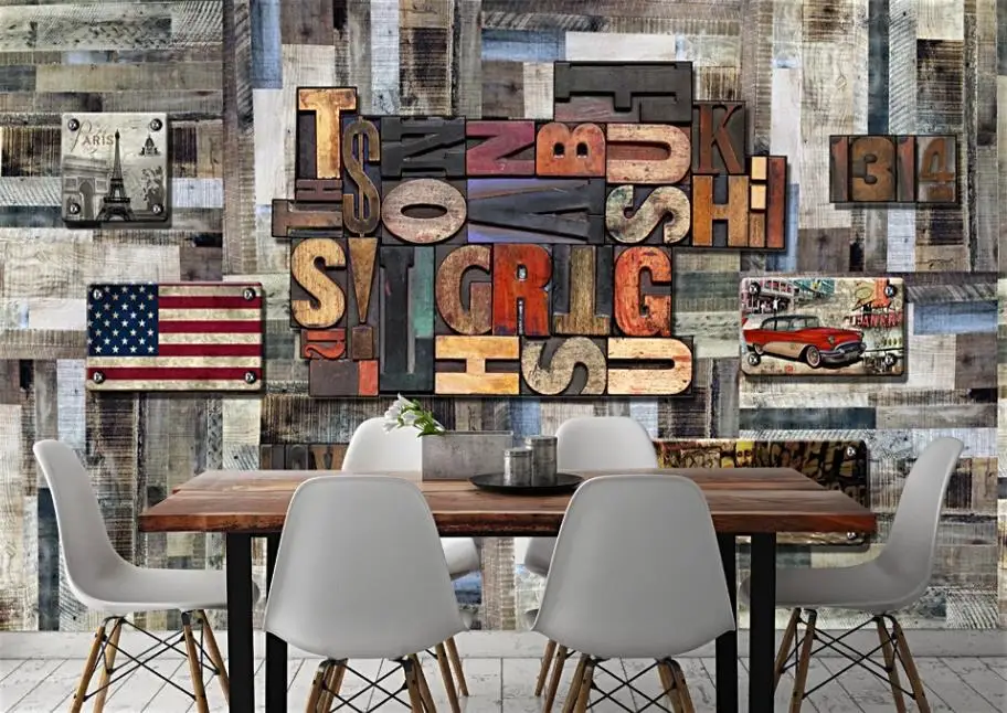 

customize 2020 wallpaper children room Living Room Bedroom Wooden three-dimensional letters mural wallpaper 3d Background wall