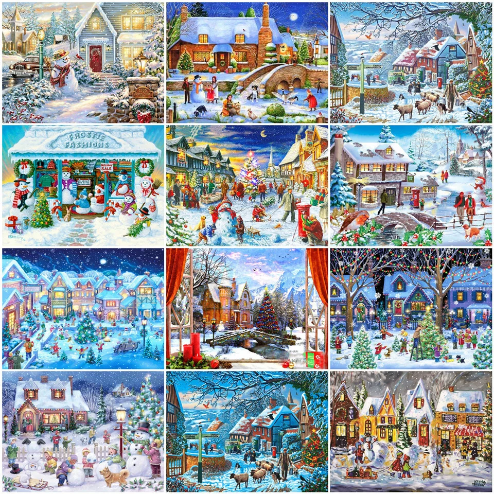 Набор для рисования по номерам на холсте снег без рамы | Дом и сад