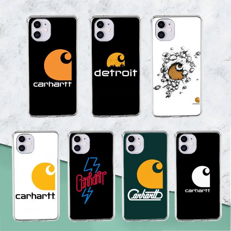 

Famous Brand Carharttes Phone Case Transparent For Iphone 11 12 Pro Max Xr X Mini 7 8 PLUS Coque Cover