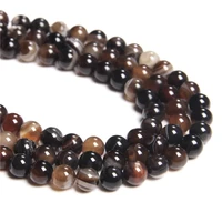 natural stone beads round coffee stripe agate bead for making jewelry 4 6 8 10mm