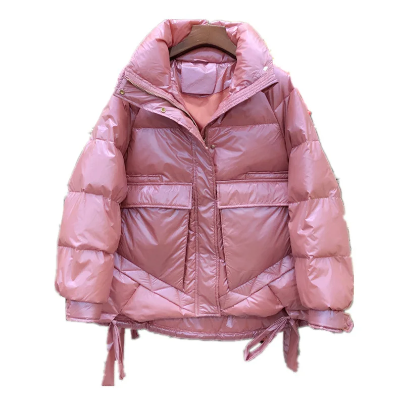 

Women's down coat bright face female loose little short thickening coat winte new collar white duck down women's down jackets