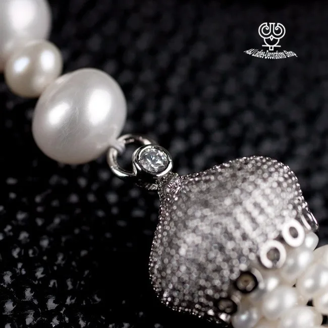 

wholesale AA 8mm fashion natural pearl necklace 68cm in length with 8cm tassel