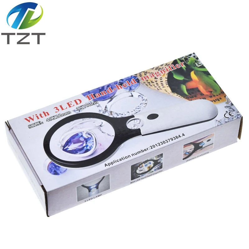 Ручной 3X 45X Лупа с подсветкой микроскоп увеличительное стекло помощь для чтения