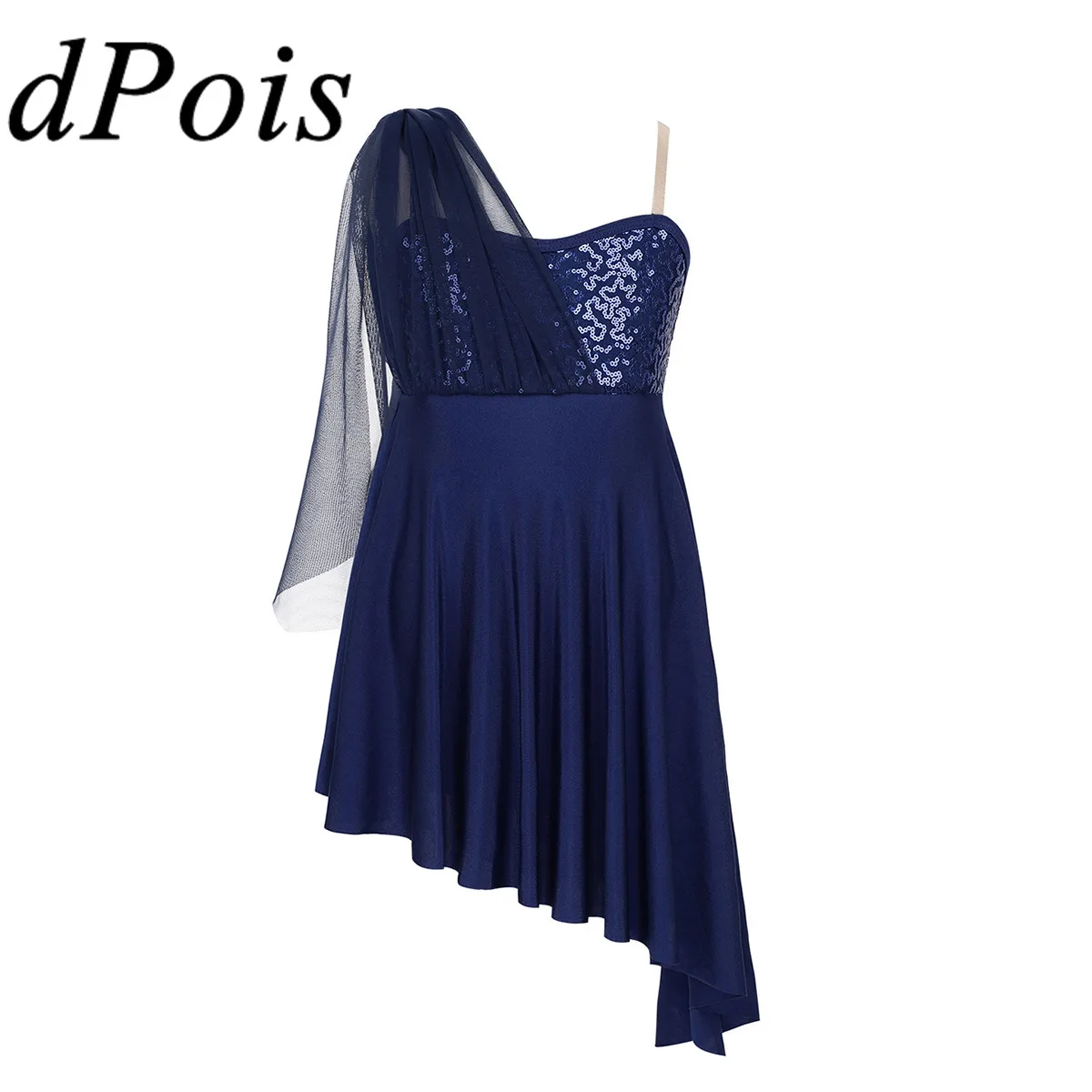 Для девочек платье для балета с блестками и разрезом по бокам юбка асимметричным