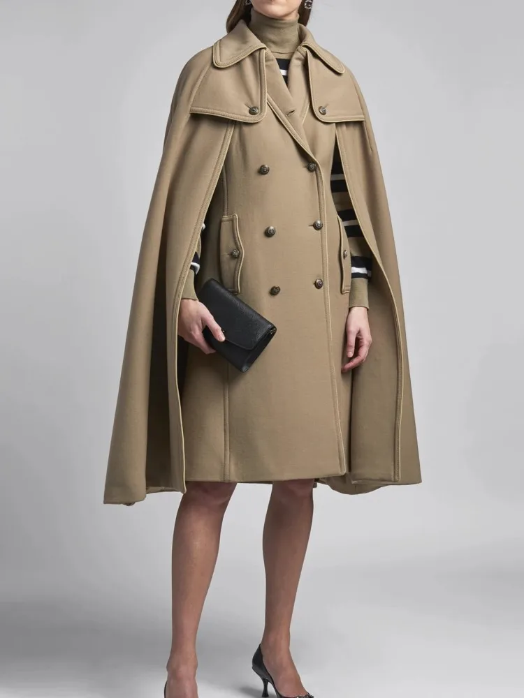 

Шерстяной плащ в британском стиле, новинка осень-зима 2021, двубортное длинное пальто верблюжьей расцветки, элегантная приталенная шерстяная женская верхняя одежда