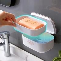 soap box double layer with cover drain wall hanging type no drilling and no ponding laundry soap large capacity light soap box