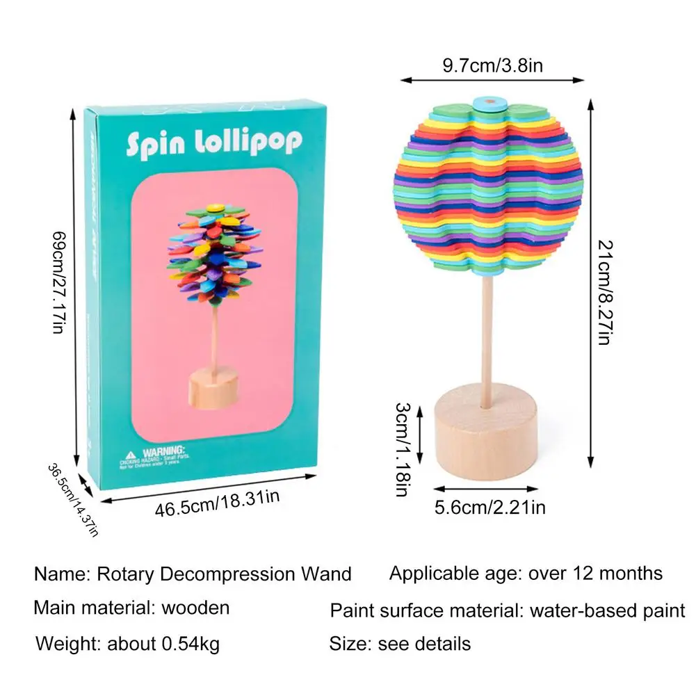 

Colour Wooden Spiral Lollipop Stress Relif Toy Spinning Magic Wand Decompression Kits Toy Art Decoration Kids Gift