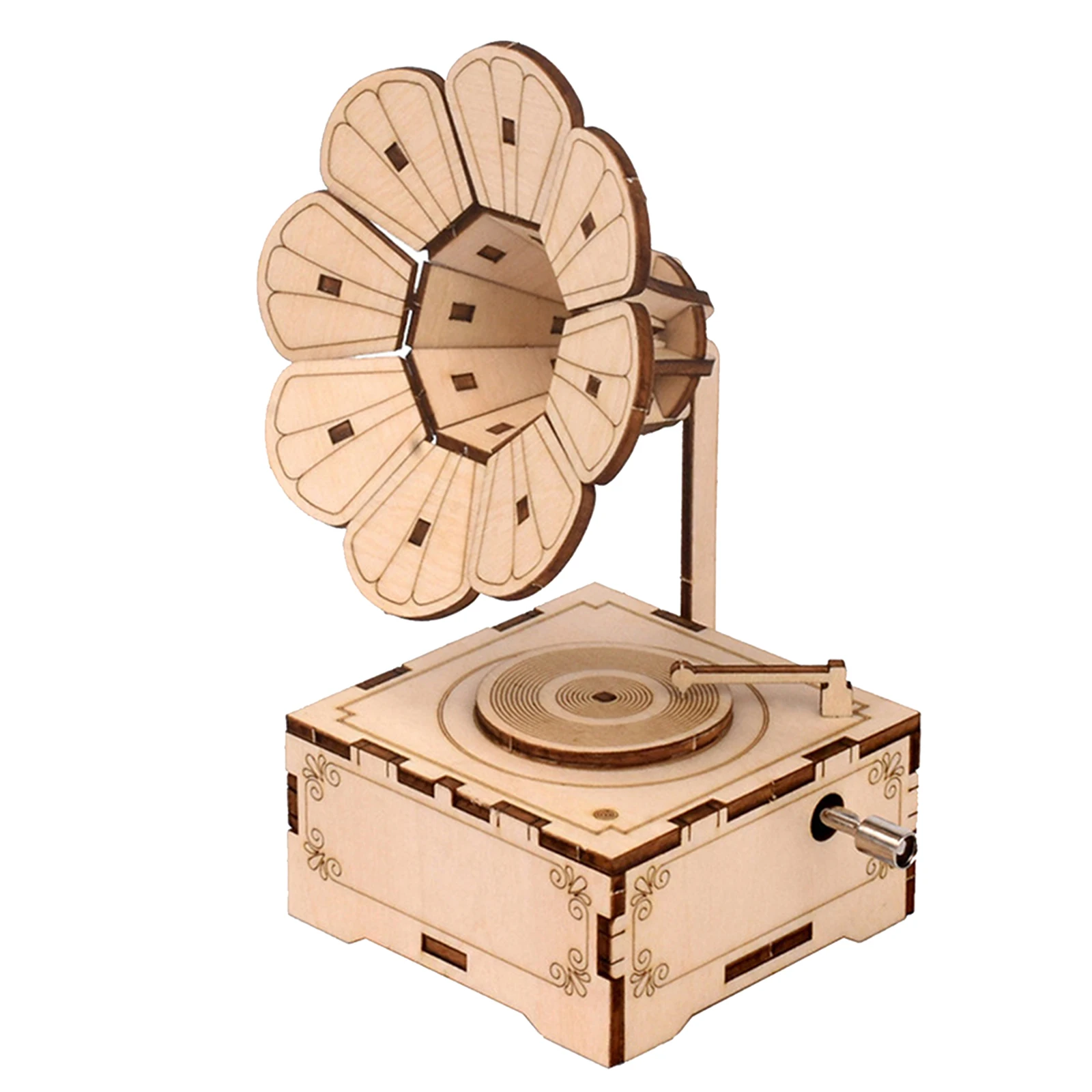 

DIY 3D Wooden Puzzle Craft Toy Brain Teaser Assembling Phonograph Model