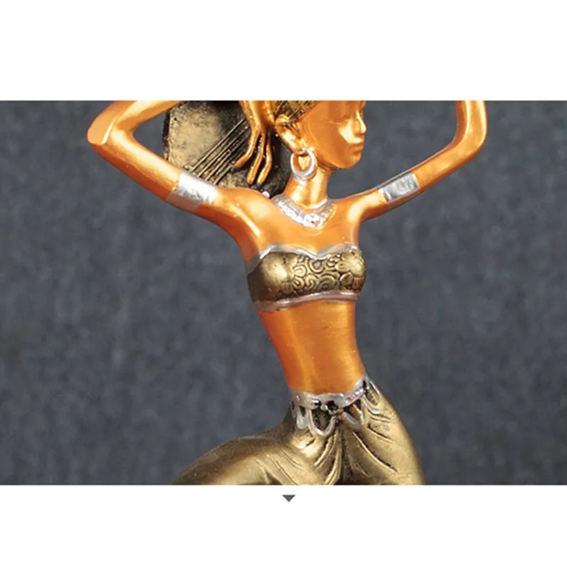Exotic African Statue Retro Dai People Teenage Girl Art Sculpture Creative Resin Craft Desktop Office Decorations For Home R3416