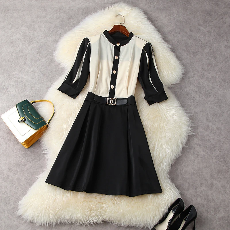 

2021 summer Lantern Sleeve Slim party dresses new superior quality spring Office work Women's Leisure high street Slim dress