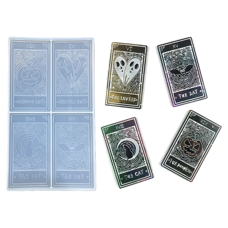 

D0LC блестящие Хэллоуин карты брелок силиконовая эпоксидная смола, форма DIY брелок кулон ювелирные изделия для багажа бирки сумки аксессуары