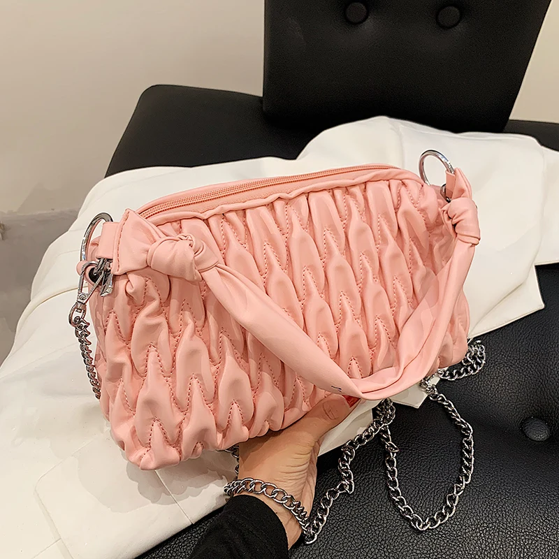 

Pleated Tote bag Underarm bag 2021 Summer New Soft PU Leather Women's Designer Handbag Travel Shoulder Messenger Bag Purses