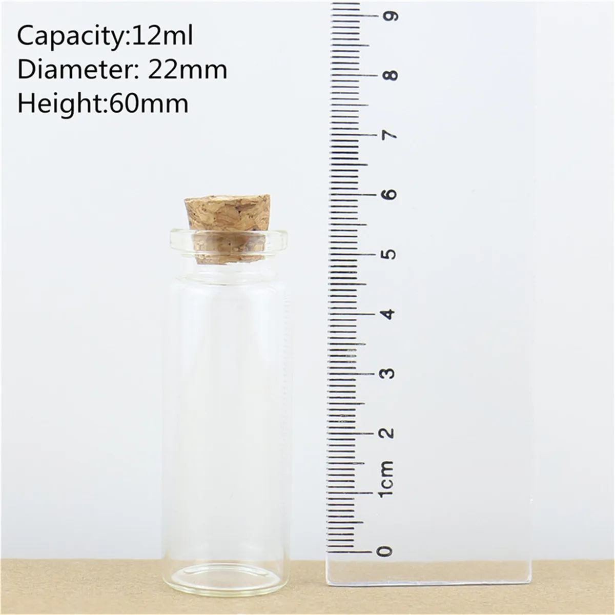 

12 pieces 22*60mm 12ml Small Glass Bottle Test Tube DIY Crafts Tiny Jars Transparent Empty Glass Jar Vial Bottle Wedding Gift