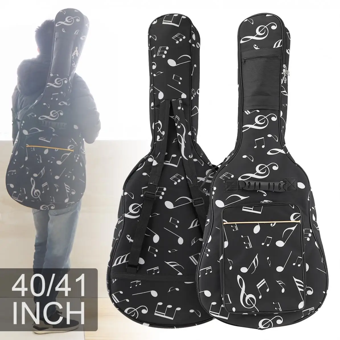 

40 / 41 Inch Folk Acoustic Guitar Case Gig Bag Double Straps Canvas Pad 10mm Cotton Thickening Soft Cover Waterproof Backpack