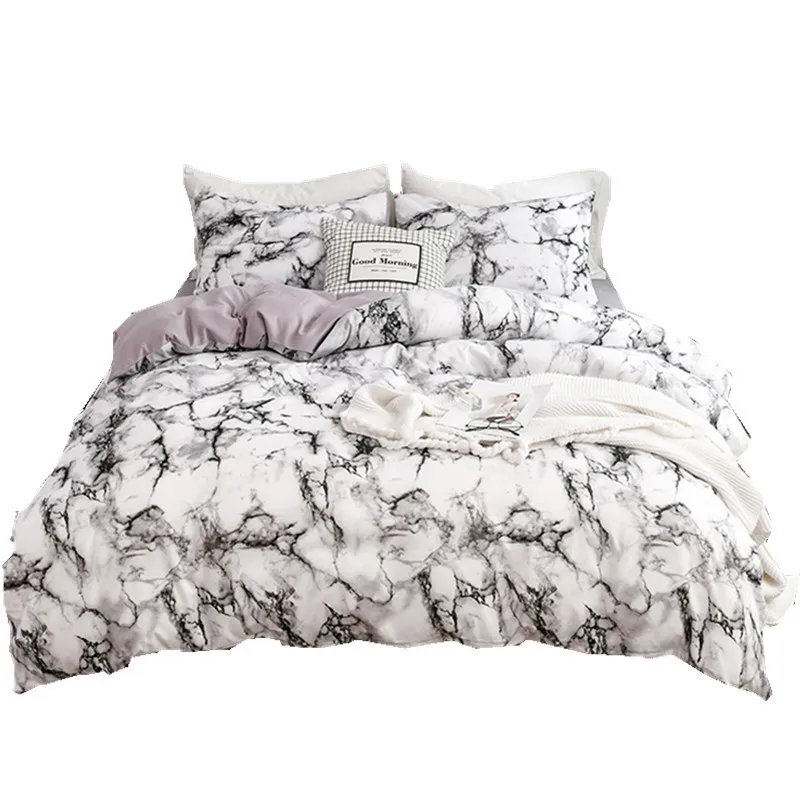 

2/3pcs Bedding Set Printed Marble Bed Sets White Black European Size King Queen Quilt Cover Comforter Cover Bedding Sets