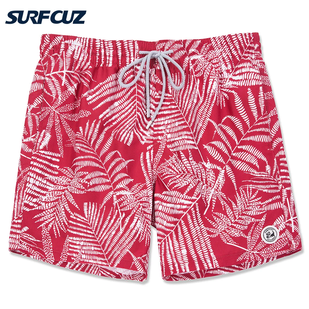 

Мужские быстросохнущие пляжные шорты SURFCUZ, купальный костюм с сетчатой подкладкой для спорта, серфинга, бега, летние мужские плавки