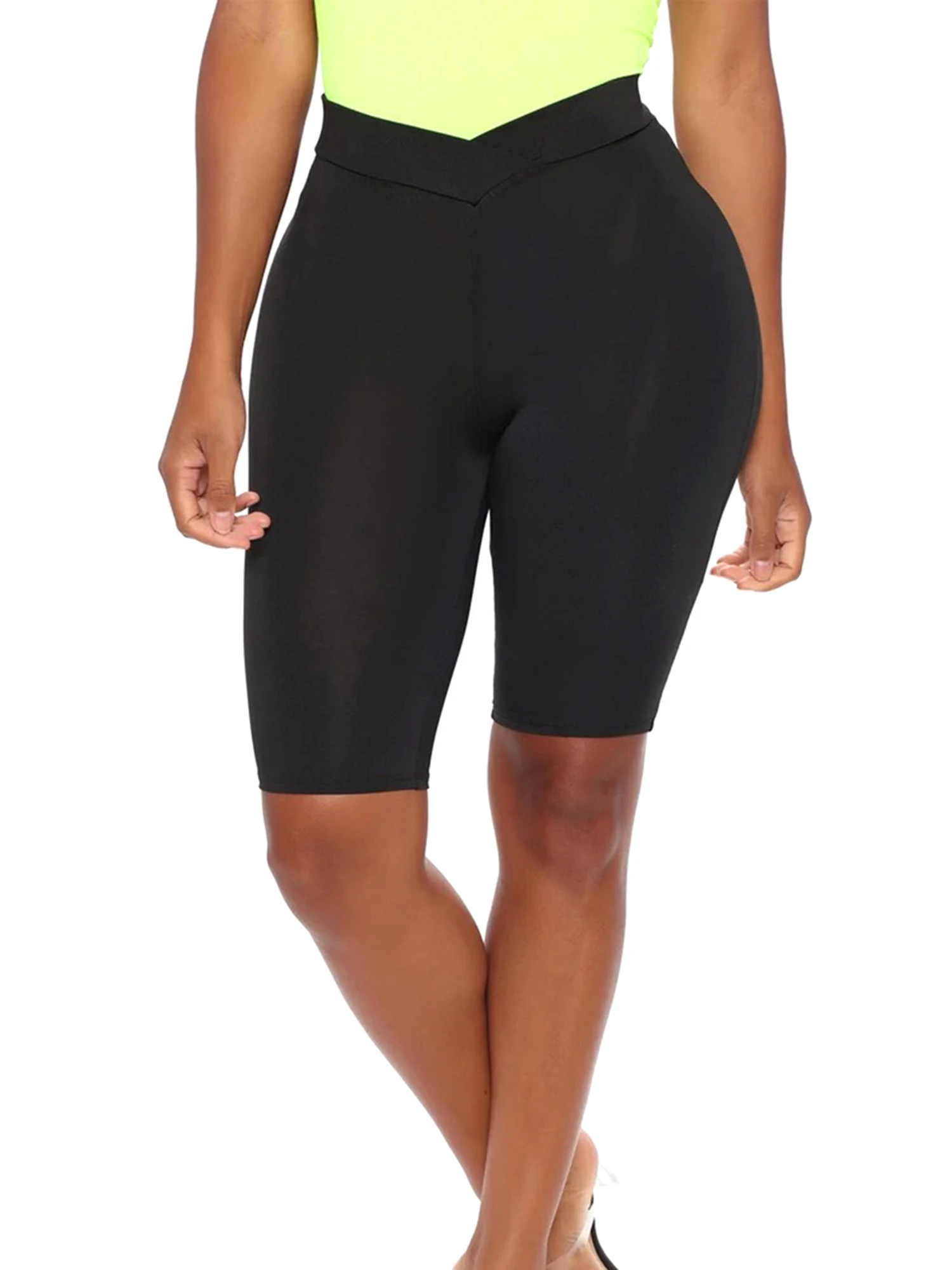 

2020 New Sexy Summer Women Tight Shorts V Waist Design Simple Solid Color Work Out Sports Exercise Shorts Clothing