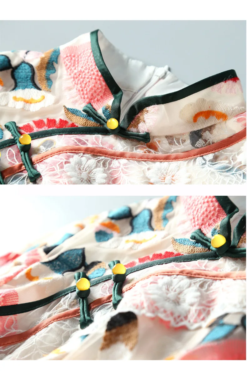 Китайский стиль Cheongsam Вышивка Цветочные Свадебные qipao вечерние платья |