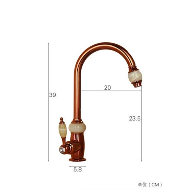 Кухонный кран LIUYUE выдвижной круглый смеситель из розовой латуни с нефритовой